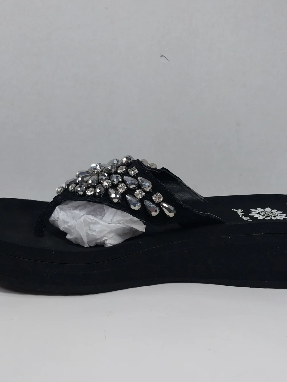 Yellow Box Alaine Size 10 Platform Sandal Rhinestone Sparkle Leather Flip Flops - Picture 10 of 14